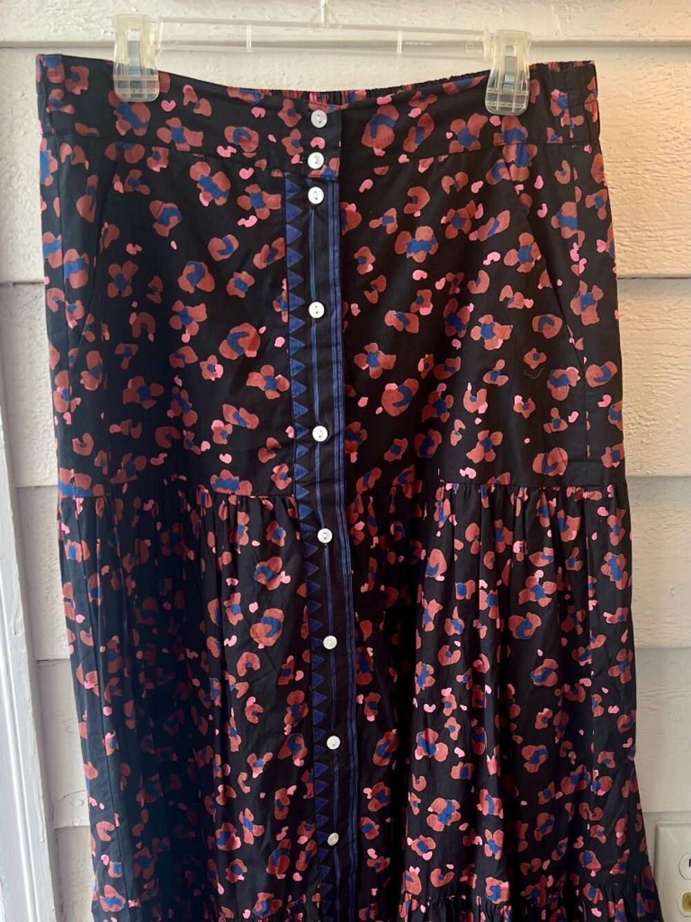 Oliphant Swing Maxi Tiered Colorful Abstract Art A-line Size Large with Pockets